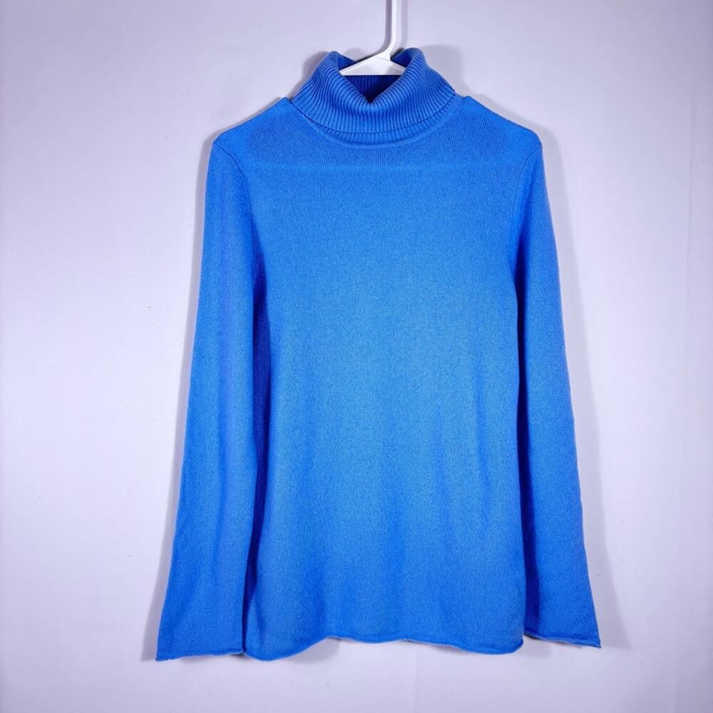 Lord & Taylor Sky Blue 100% Cashmere Turtleneck Sweater Size Large 1355